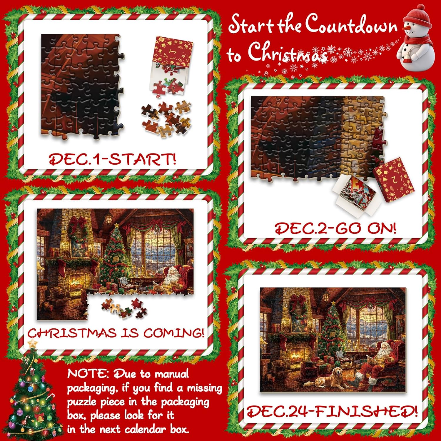 Accogliente Calendario Hearth Avvento puzzle puzzle 1000 pezzi