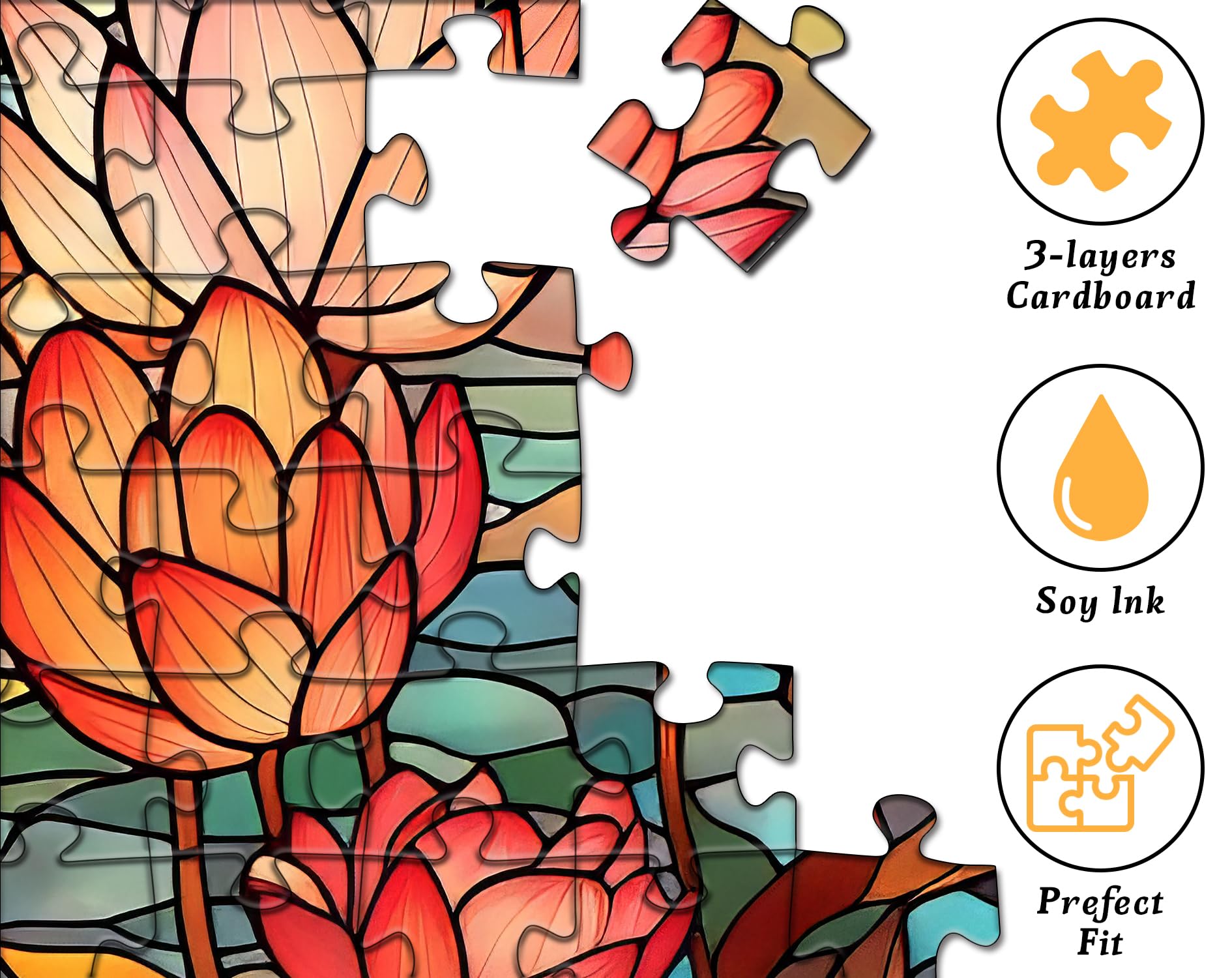 Buntglasblumen -Puzzle 1000 Stücke