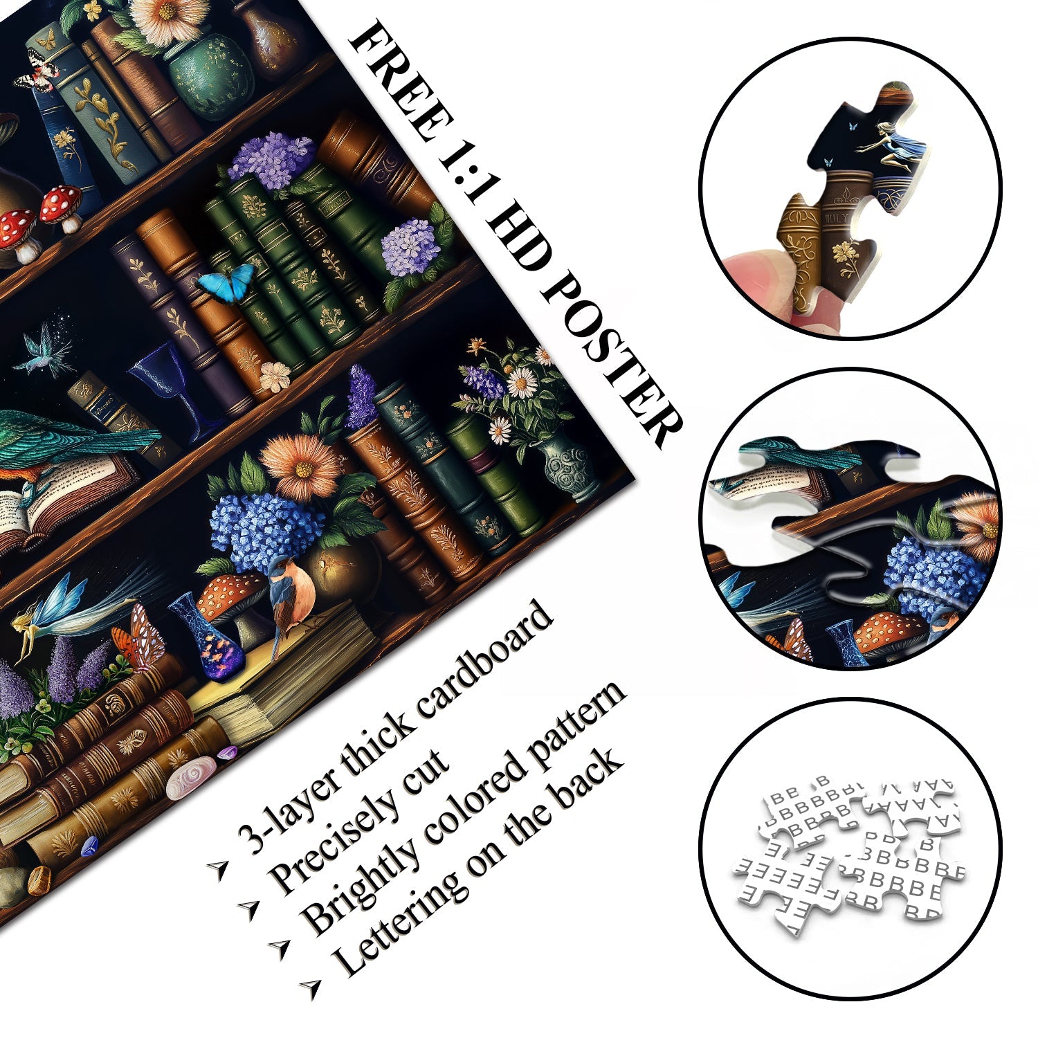Pezzi di puzzle sugli scaffali della natura 1000 pezzi