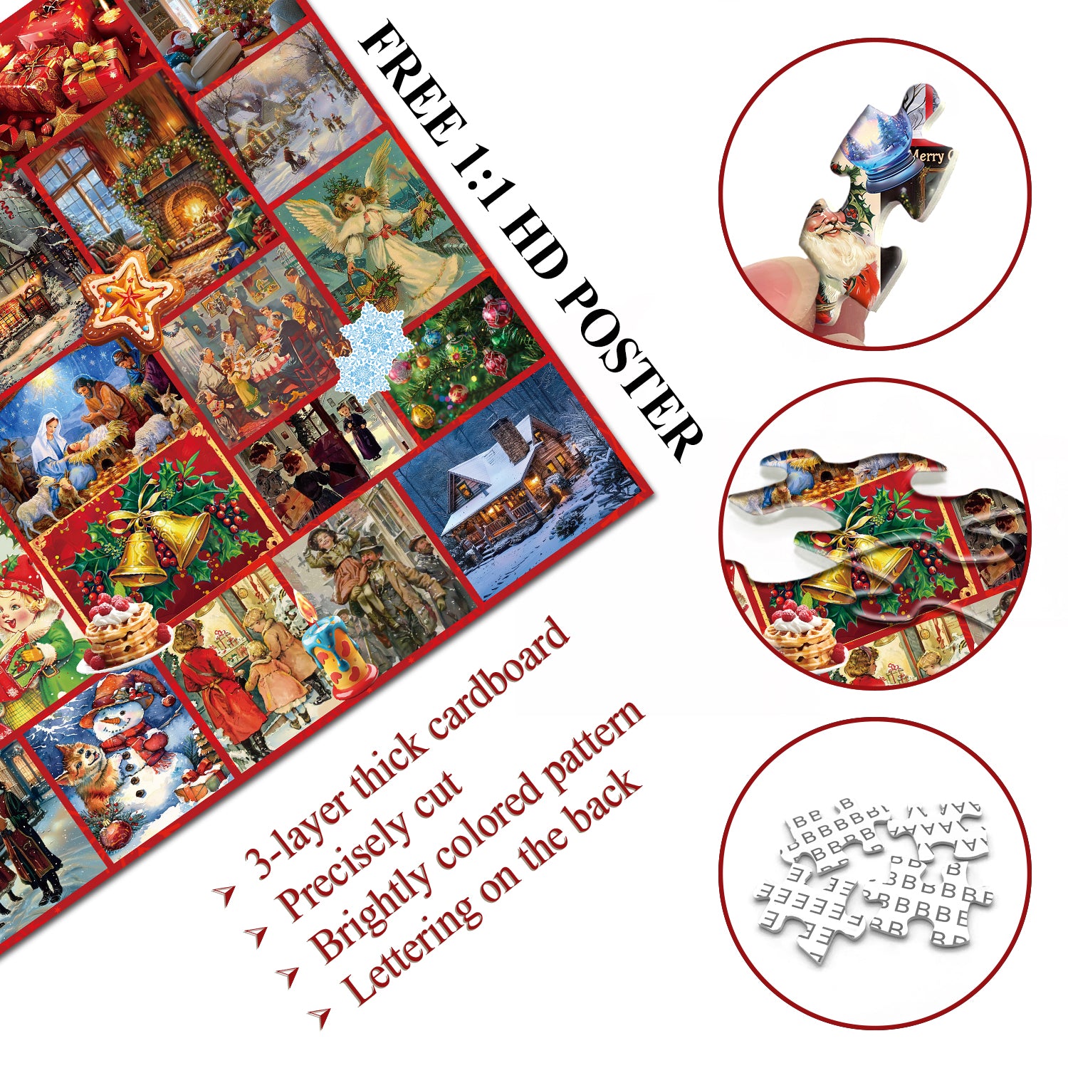 Weihnachtsillustration Adventskalender Puzzle 1000 Stücke