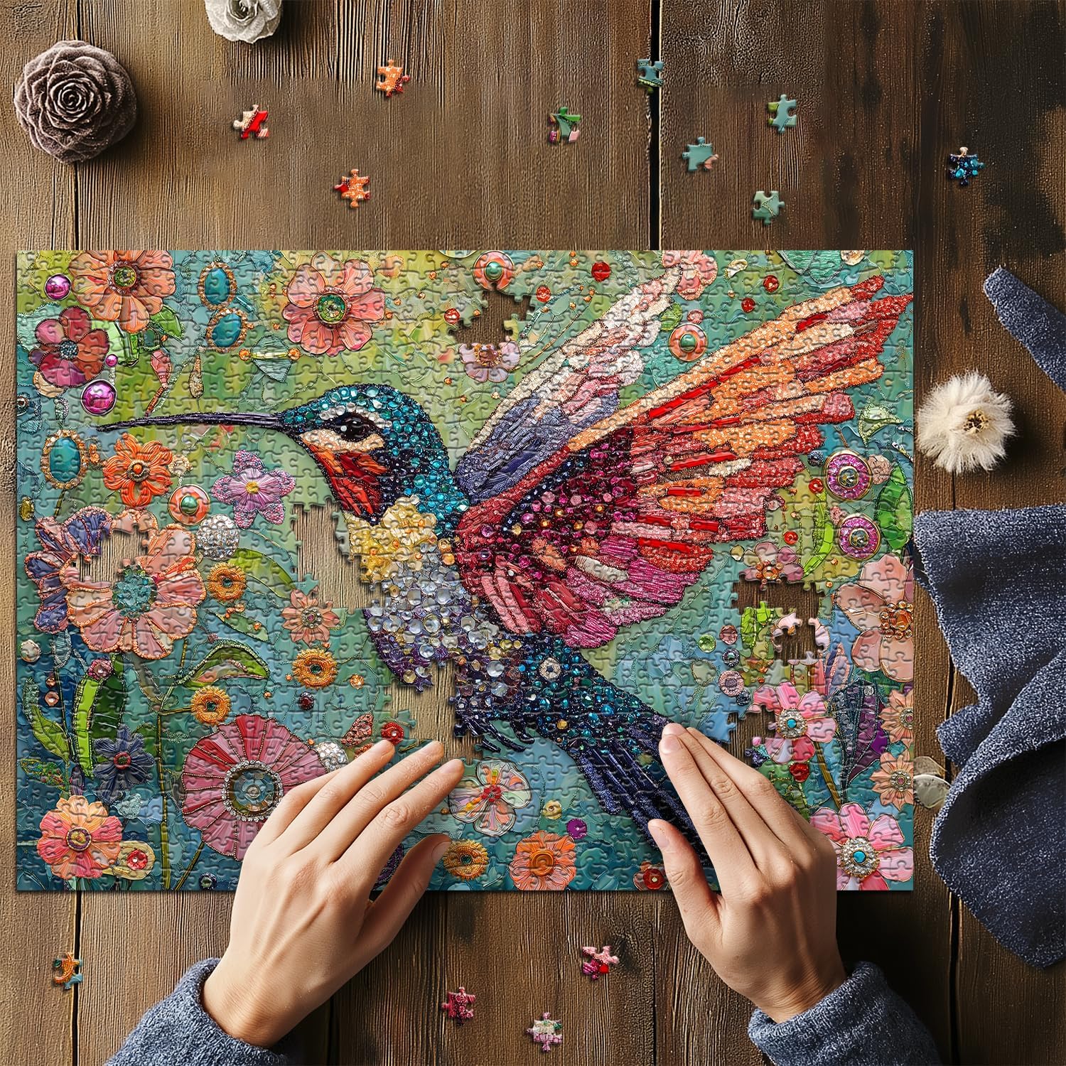 Flower & Hummingbird Jigsaw Puzzle 1000 Pieces
