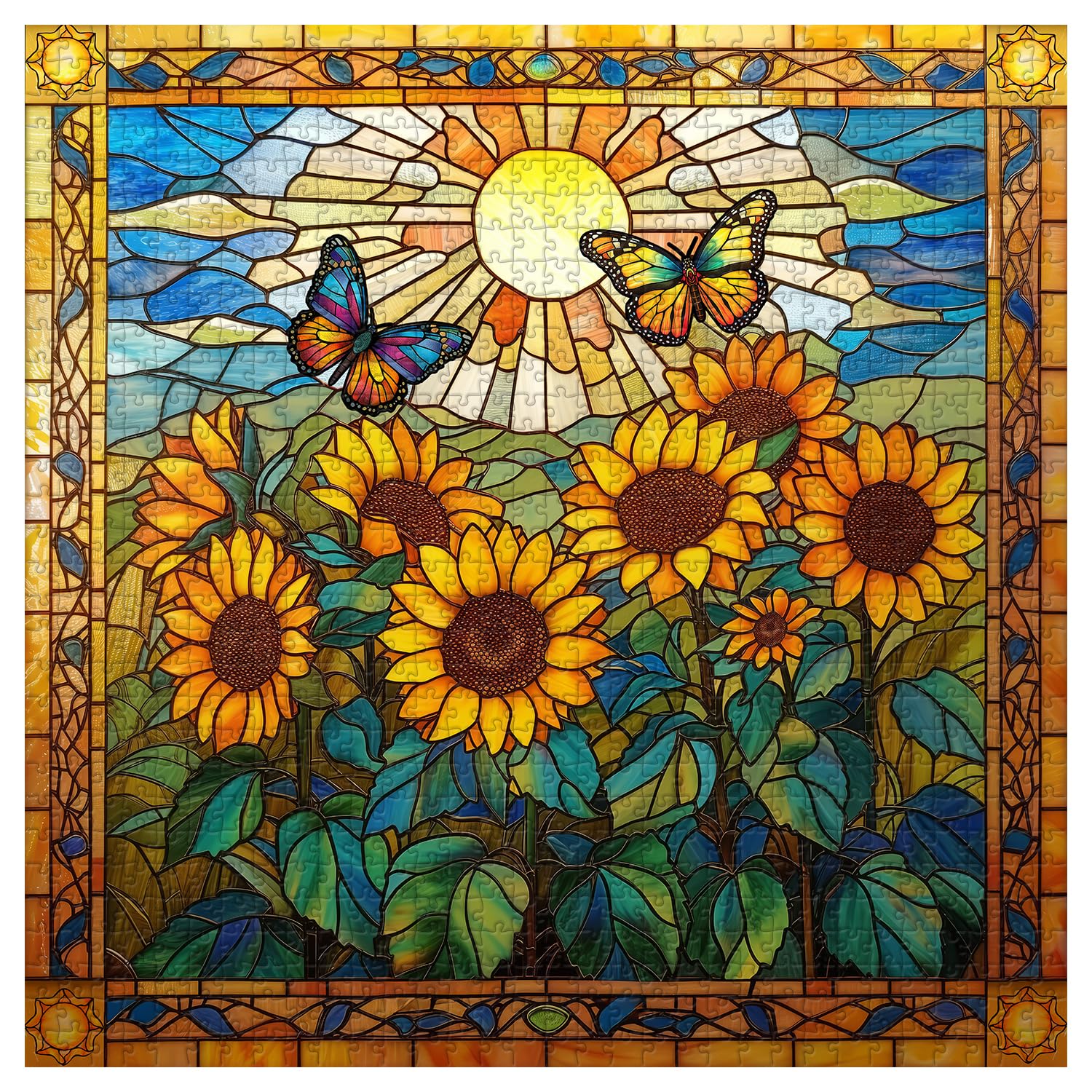 Buntglas Sonnenblumen Puzzle 1000 Stücke