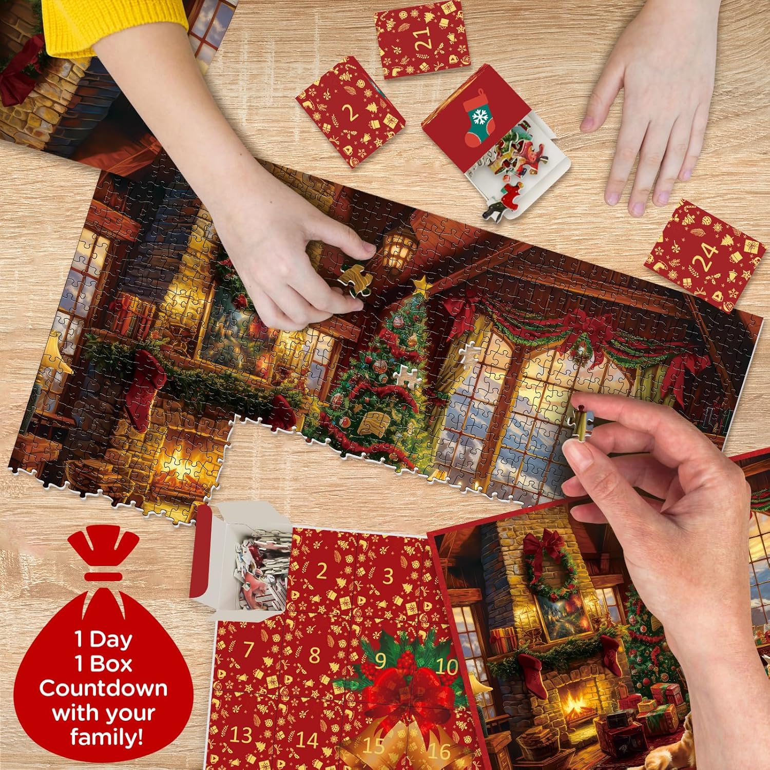 Accogliente Calendario Hearth Avvento puzzle puzzle 1000 pezzi