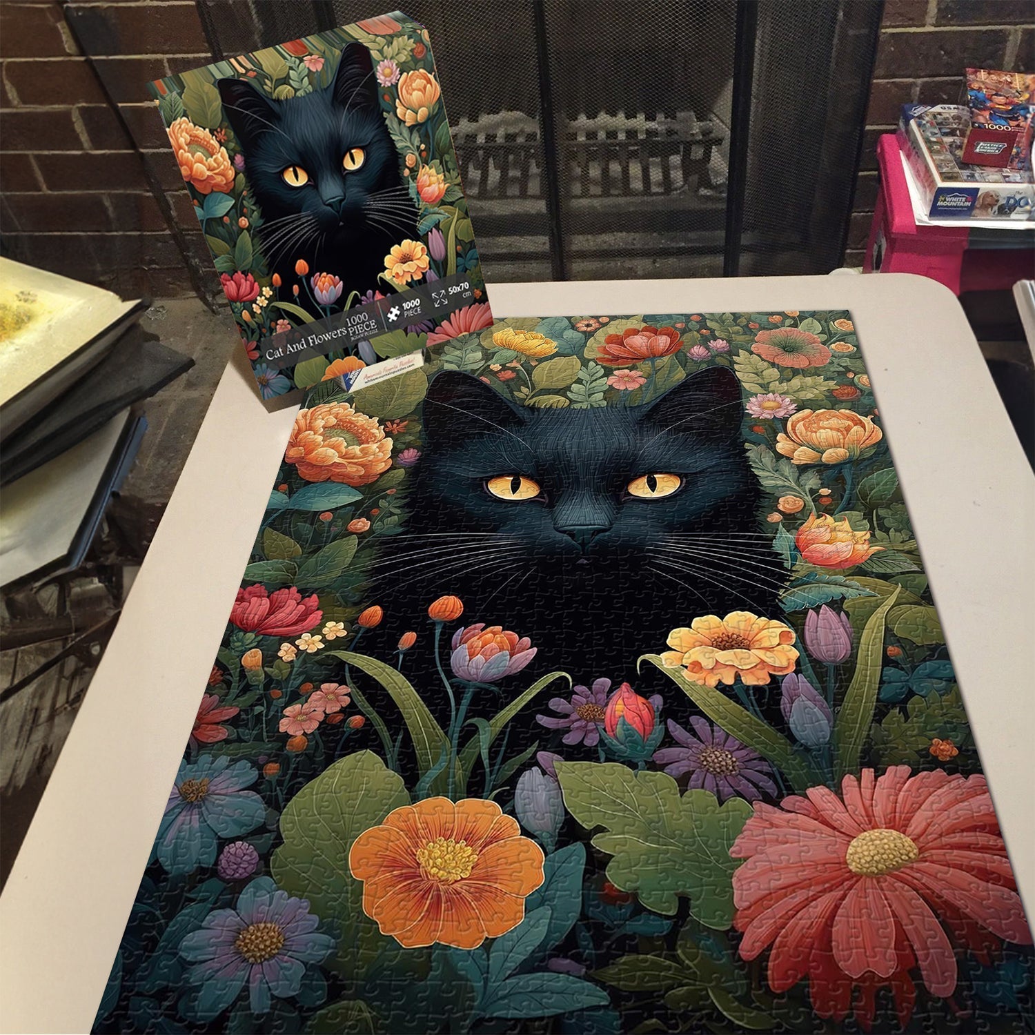 Puzzle puzzle gatto e fiori 1000 pezzi