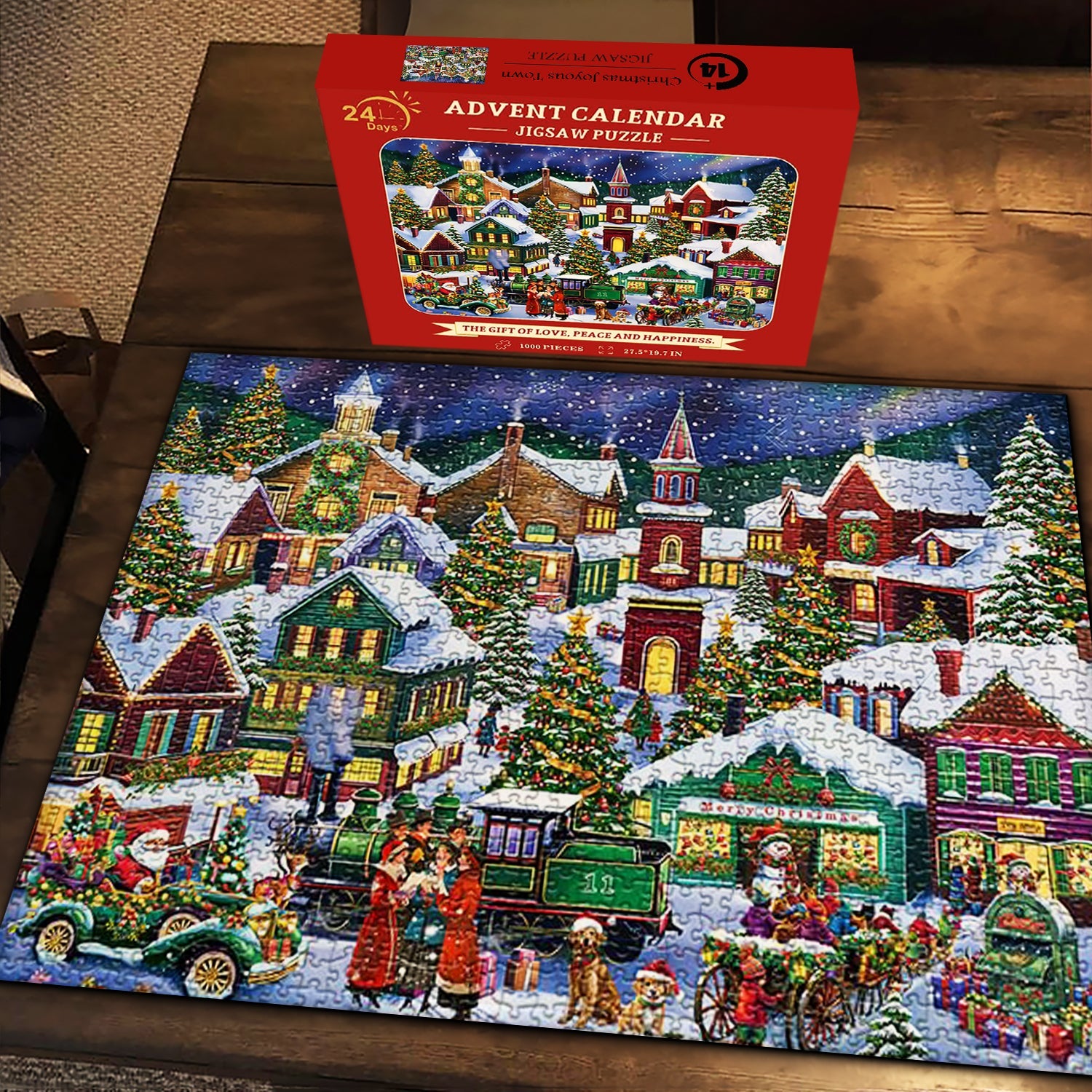 Weihnachten freudiger Stadt Adventskalender Puzzle 1000 Stücke