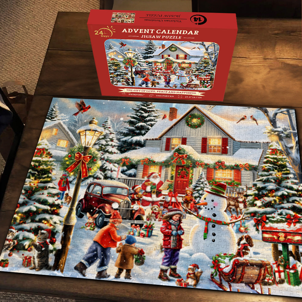 Calendario de adviento de la escena de nieve de Navidad Pizzle 1000 Pieces