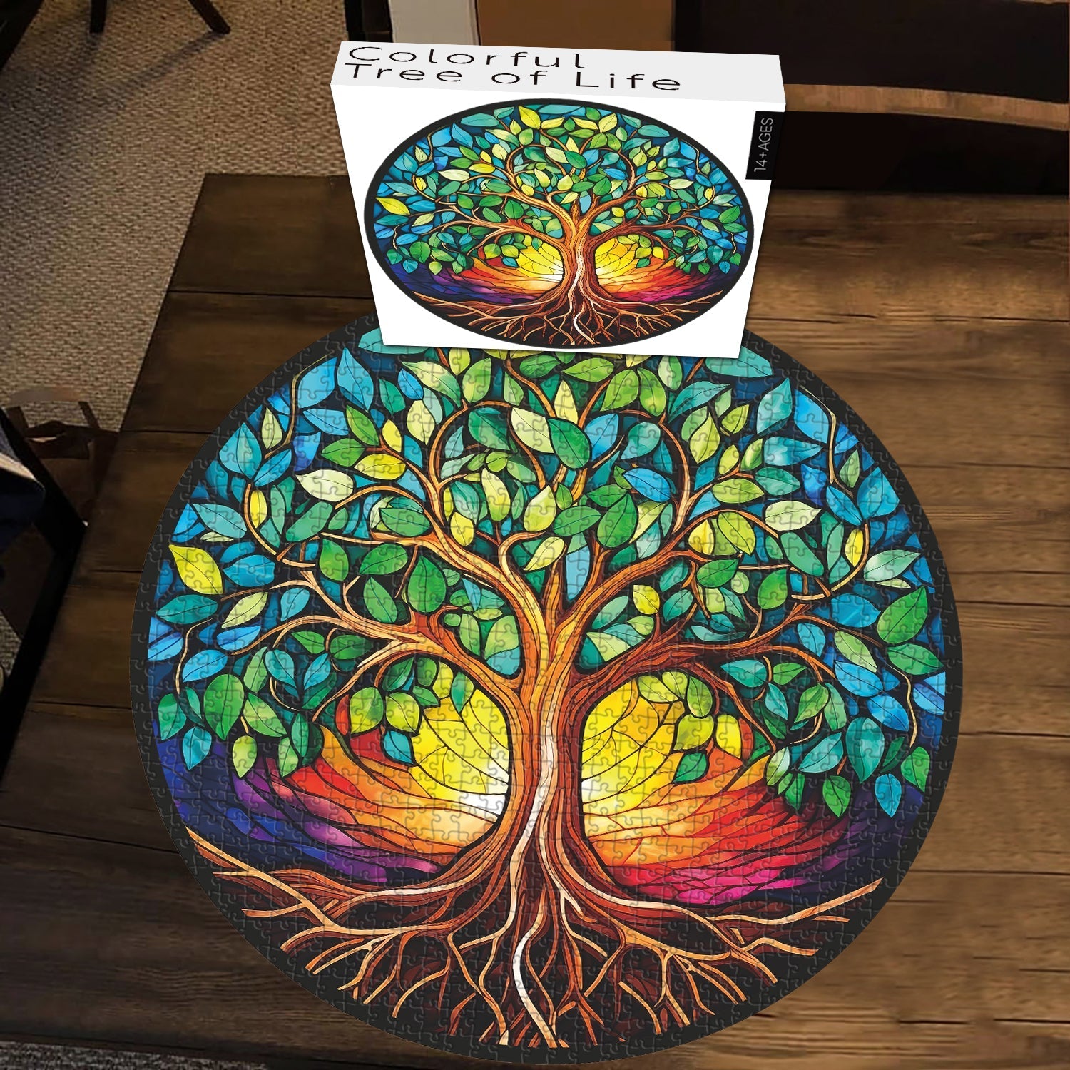 Buntglas Buntes Baum des Lebenssäge -Puzzles 1000 Stücke