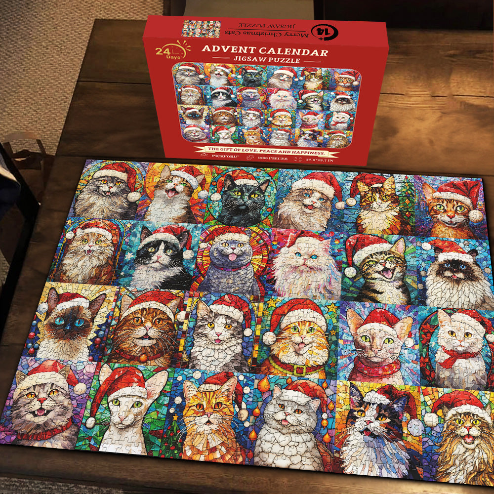 Frohe Weihnachten Katzen Adventskalender Puzzle 1000 Stücke