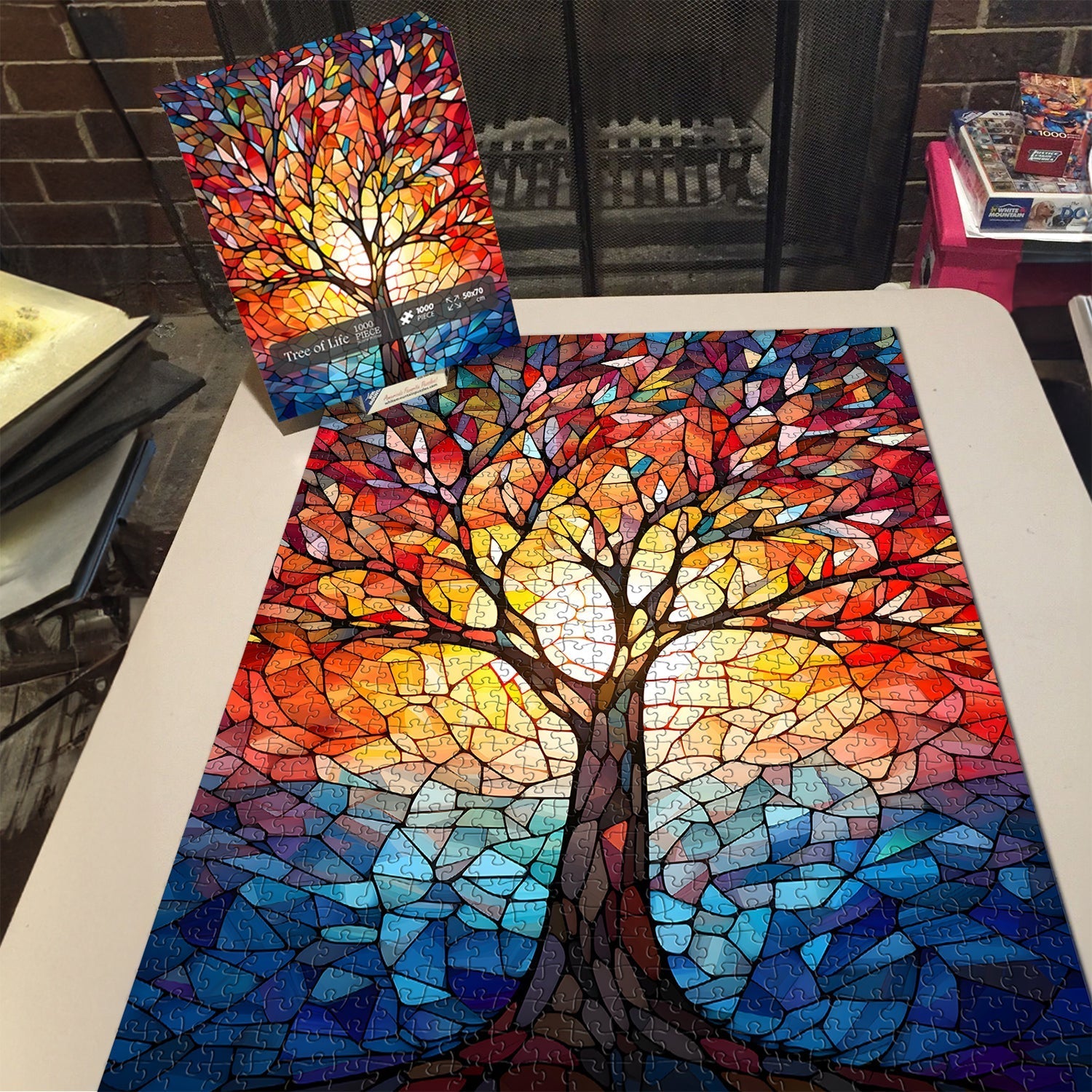 Buntglas Puzzle Baum des Lebenssäge Puzzle 1000 Stücke