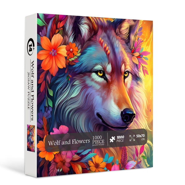 Wolf and Flowers Jigsaw Puzzle 1000 Pieces – Safetyacc
