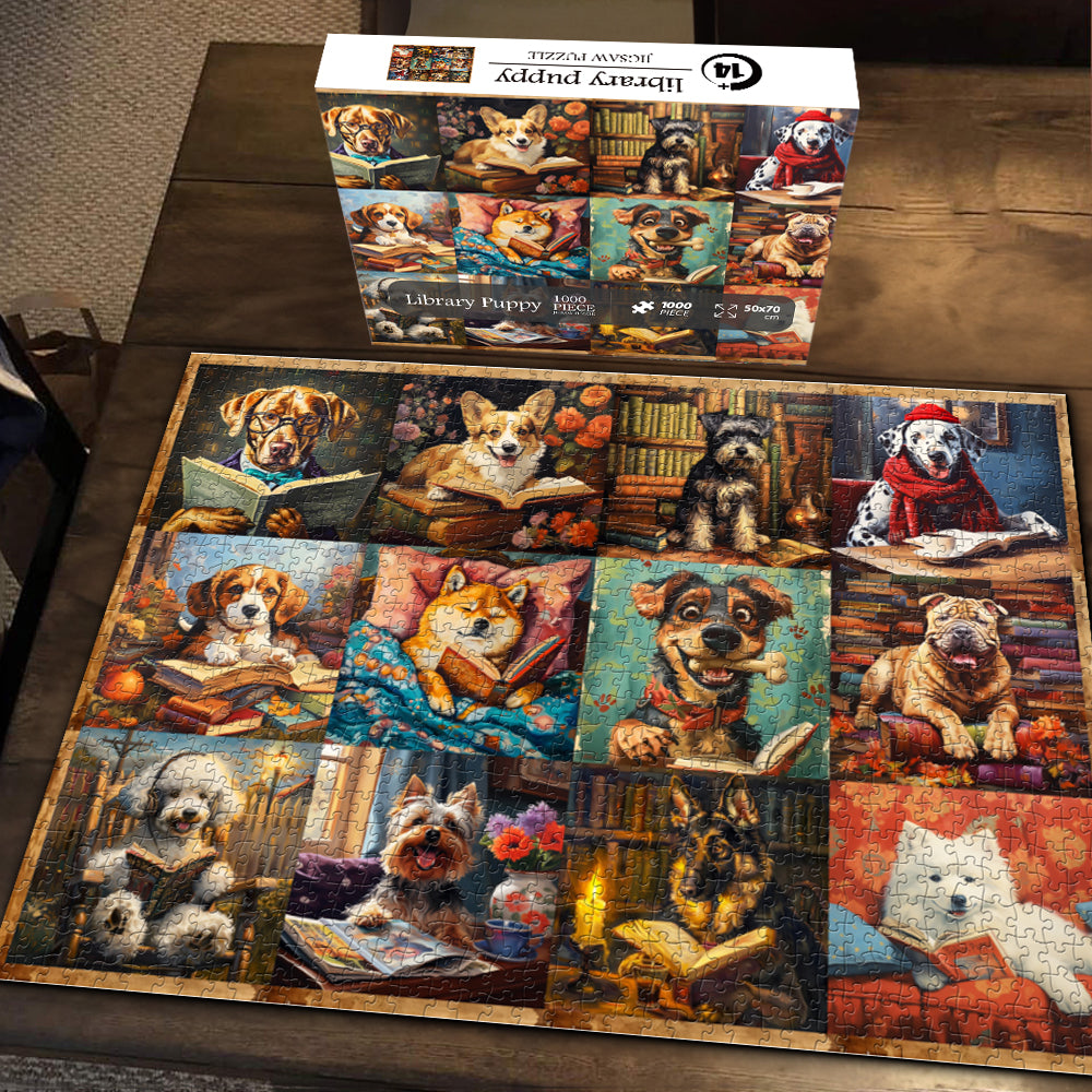 Bibliothek Welpenpuzzle 1000 Stücke
