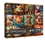 Bibliothèque chiot puzzle 1000 pièces