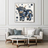 Puzzle di Mucca Highland in Denim Blu 1000 Pezzi