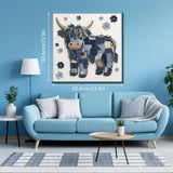 Puzzle di Mucca Highland in Denim Blu 1000 Pezzi