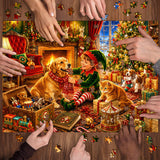 Animaux mignons et veille de Noël Puzzle 1000 pièces