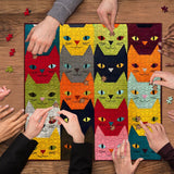 Colorful Cat Faces Jigsaw Puzzle 1000 Pieces