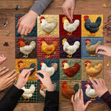 Colorful Quilt Chickens Jigsaw Puzzle 1000 Pieces