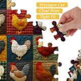 Colorful Quilt Chickens Jigsaw Puzzle 1000 Pieces