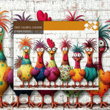 Crazy Colorful Chickens Jigsaw Puzzle 1000 Pieces