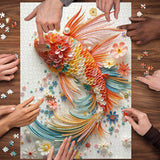 Puzzle en bois de poissons Koi fleuris, 1000 pièces