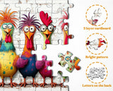 Crazy Colorful Chickens Jigsaw Puzzle 1000 Pieces