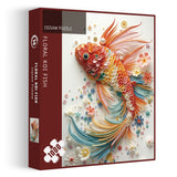 Puzzle en bois de poissons Koi fleuris, 1000 pièces