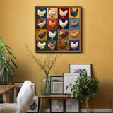 Colorful Quilt Chickens Jigsaw Puzzle 1000 Pieces