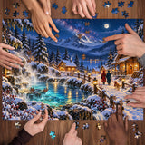 Winter Hot Spring Village Puzzle 1000 pièces