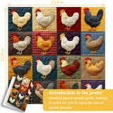 Colorful Quilt Chickens Jigsaw Puzzle 1000 Pieces