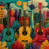 Guitar & City Jigsaw Puzzle 1000 Pieces