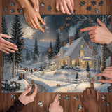 Moonlit Snowy Night Jigsaw Puzzle 1000 Pieces