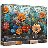 Stained Glass Cactus Jigsaw Puzzle 1000 Pieces