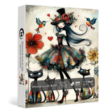 Puzzle fantaisiste Dame et chats 1000 pièces