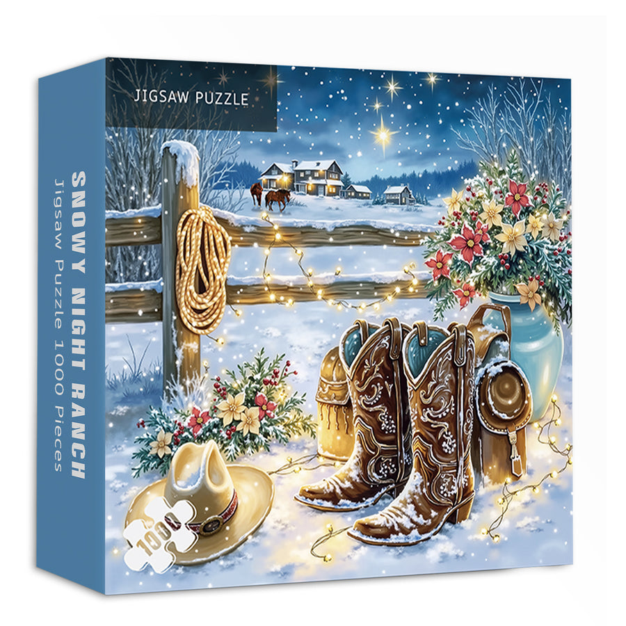 Snowy Night Ranch Jigsaw Puzzle 1000 Pieces – Safetyacc