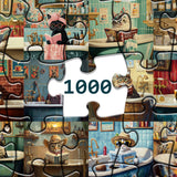 Literary Cats in Bathtubs Jigsaw Puzzle 1000 Pieces