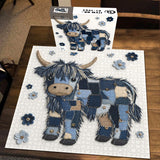 Puzzle di Mucca Highland in Denim Blu 1000 Pezzi