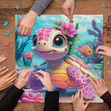Puzzle en forme de tortue rose 1000 pièces