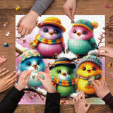 Puzzle di Uccelli con Cappello Colorato, 1000 Pezzi