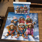 Cute Dog Skiing Group Jigsaw Puzzle 1000 Pieces