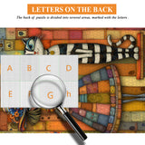 Rompecabezas de niña y gato a rayas de patchwork, 1000 piezas