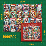 Merry Christmas Dogs Advent Calendar Jigsaw Puzzle 1000 Pieces