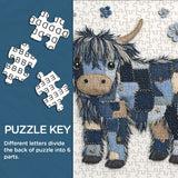 Puzzle di Mucca Highland in Denim Blu 1000 Pezzi