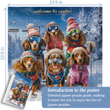 Cute Dog Skiing Group Jigsaw Puzzle 1000 Pieces