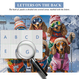 Cute Dog Skiing Group Jigsaw Puzzle 1000 Pieces