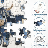 Puzzle di Mucca Highland in Denim Blu 1000 Pezzi