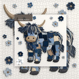 Puzzle di Mucca Highland in Denim Blu 1000 Pezzi